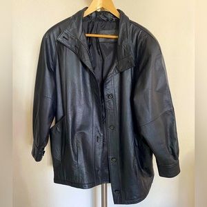 JACQUELINE FERRAR Black 100% Authentic Leather Jacket Coat Size M